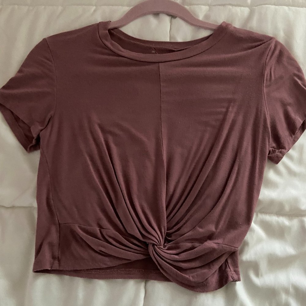Mauve short sleeve knot t-shirt